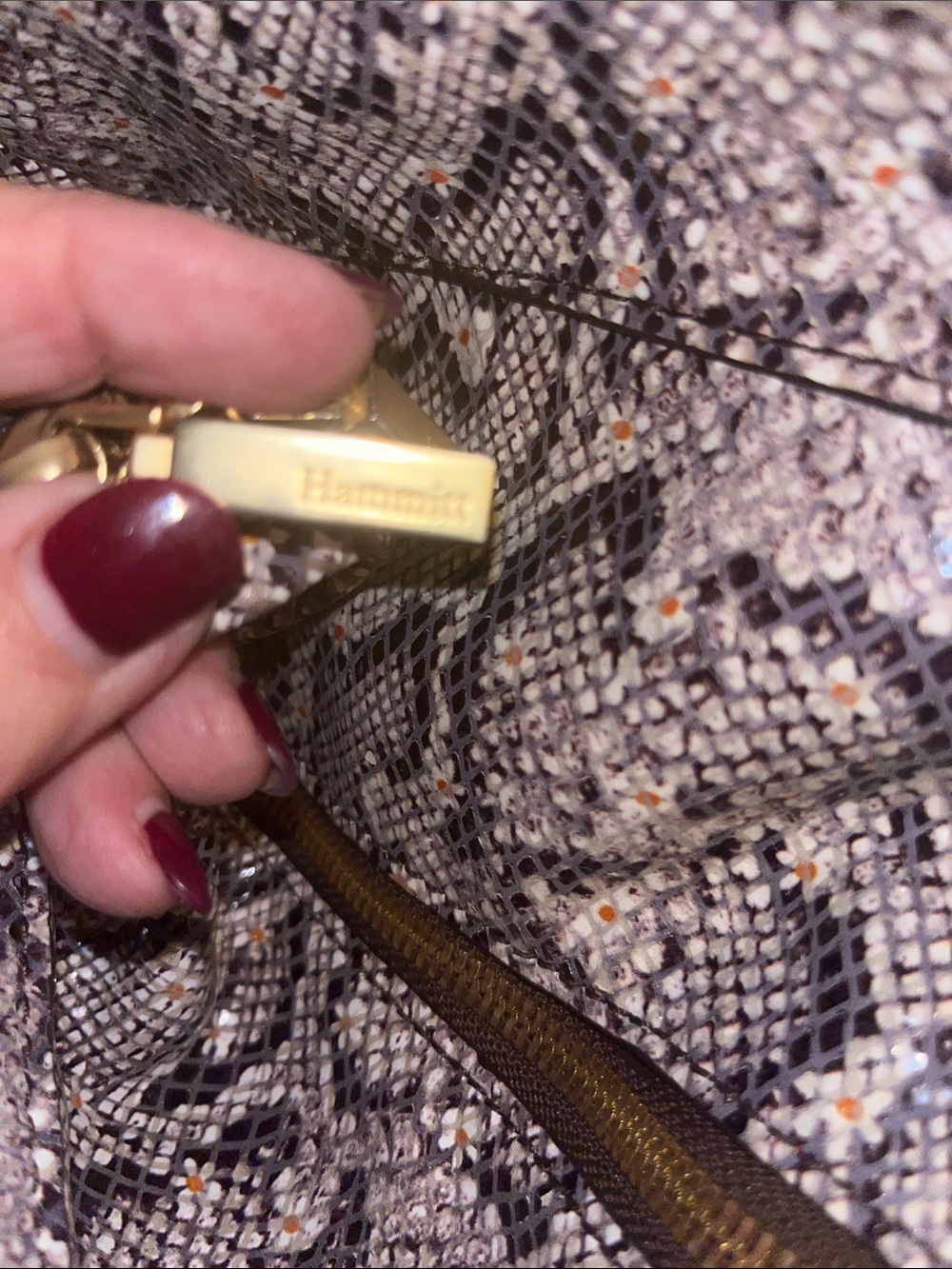 EUC Authentic Hammitt Ferris Hobo in Daisy Snake Print Embossed Leather Handbag. - Picture 9 of 10